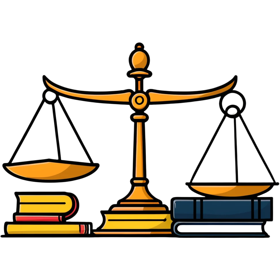 Gavel with law book and scales emoji