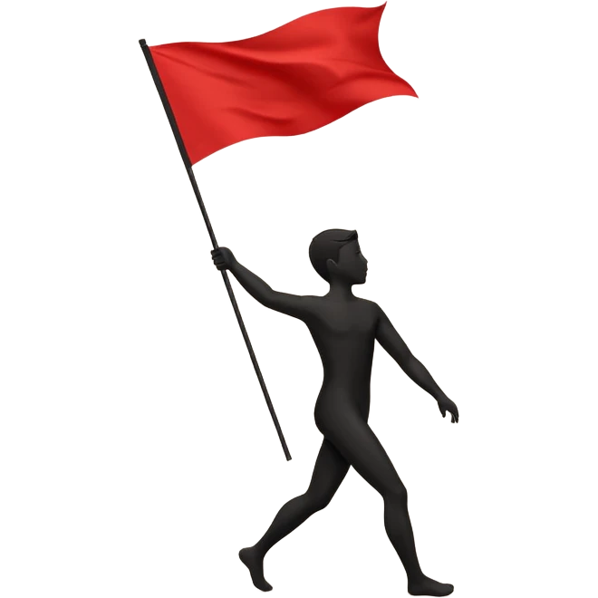 minimalist human silhouette holding a red flag emoji