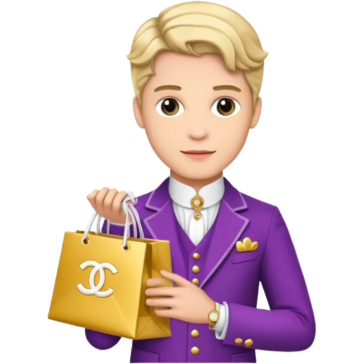 prince holding Chanel gift bags emoji
