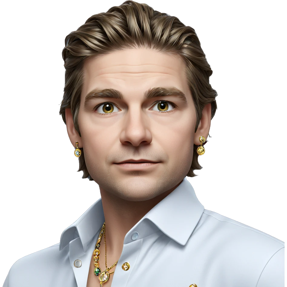 portrait of a boy with jewelry emoji