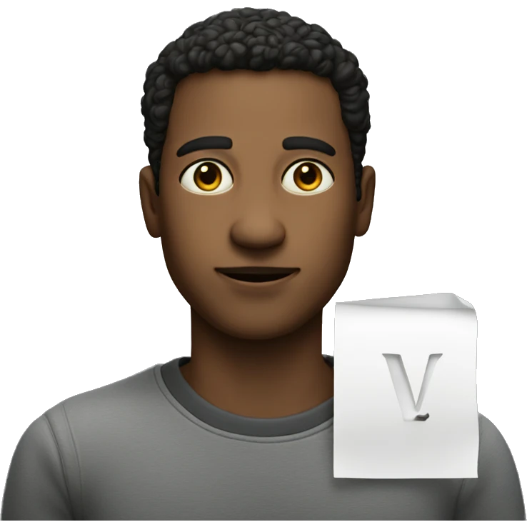 a full sized photo of a person with a letter V on chest emoji