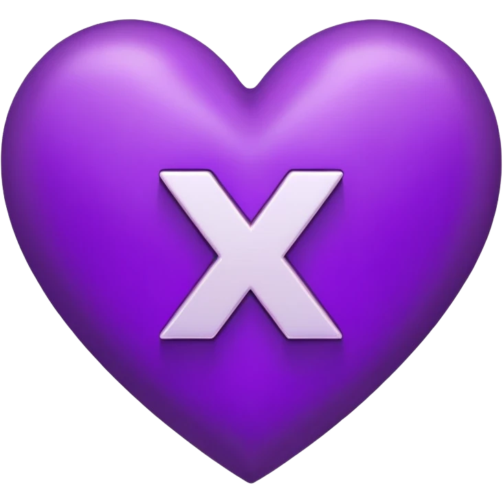 The white Letter “x” inside a Purple Heart emoji
