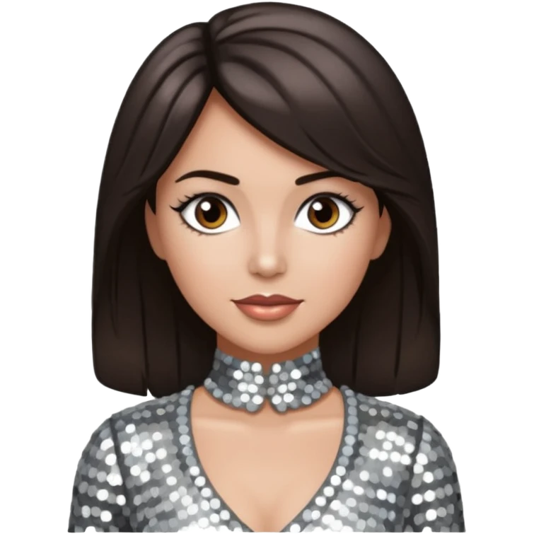 Cindy Birdsong from The Supremes with dark brown hair, silver outfit emoji
