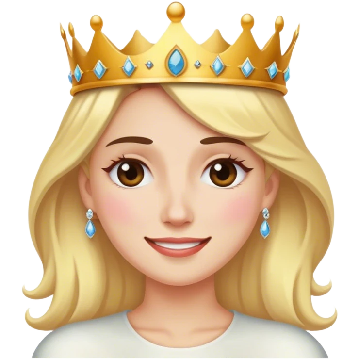 Cara sonriente con lágrima en el ojo y corona emoji