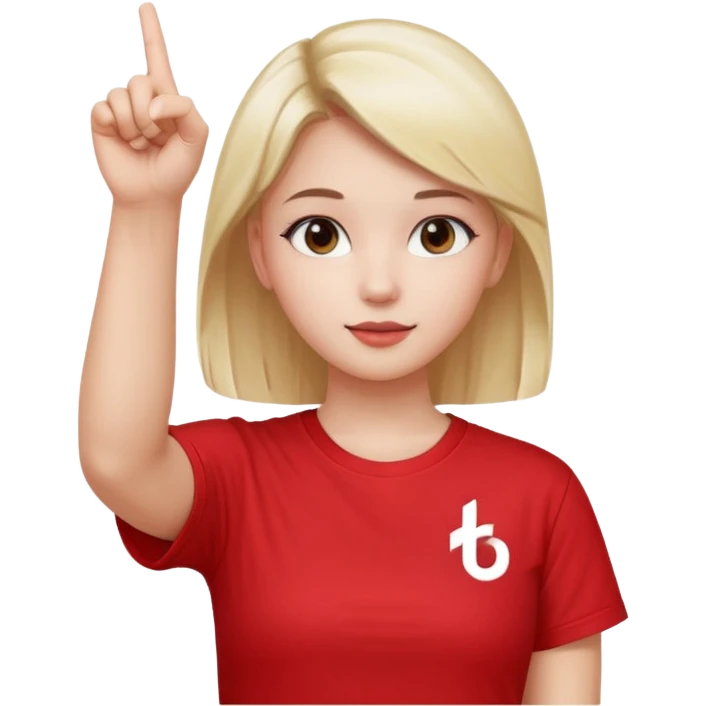 Girl with tiktok logo point up with one finger  emoji