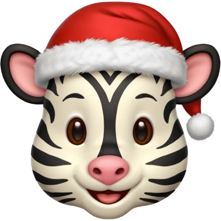 zebra wearing red hat of santa claus emoji