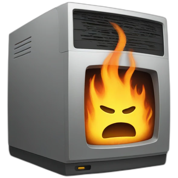 burning computer emoji