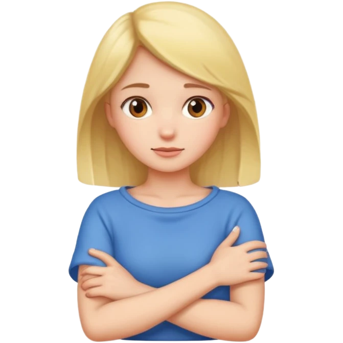 a girl crossing her arms around her neck emoji