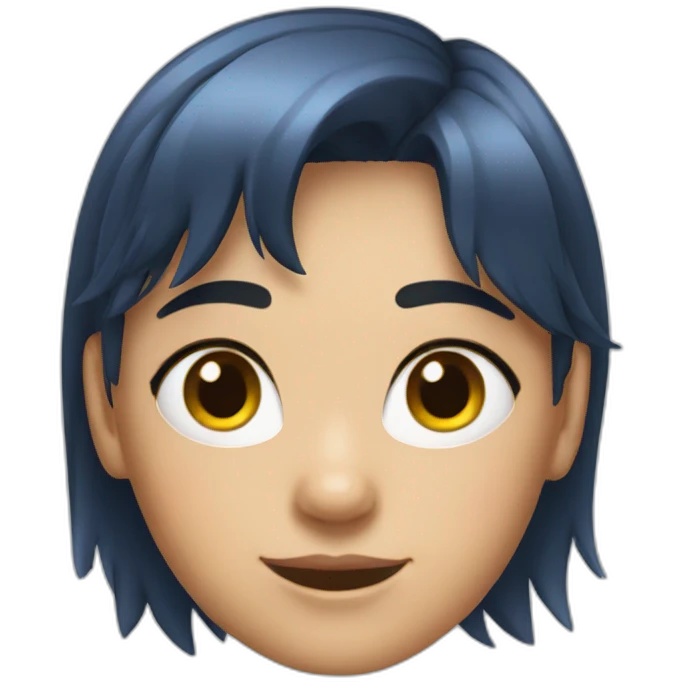 wolfcut navy hair girl emoji