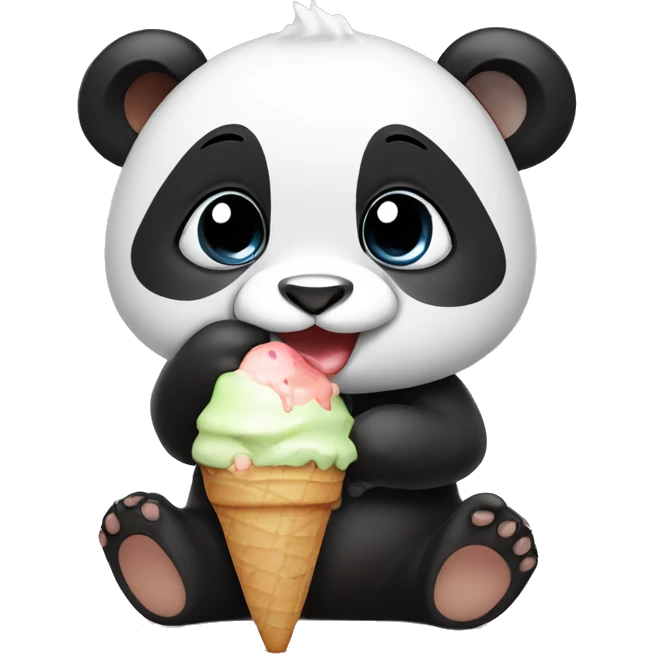 Baby panda with ice cream emoji