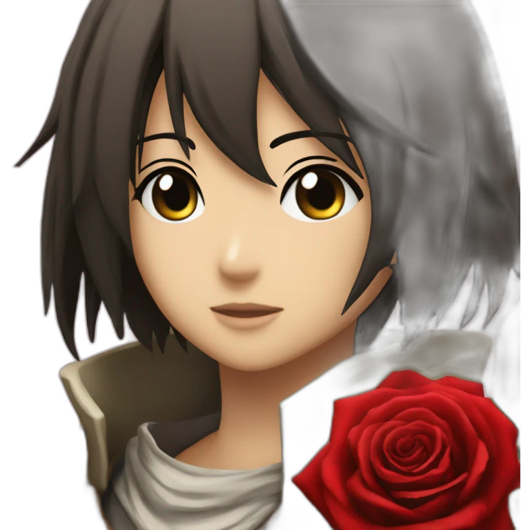 mikasa ackerman give red rose emoji
