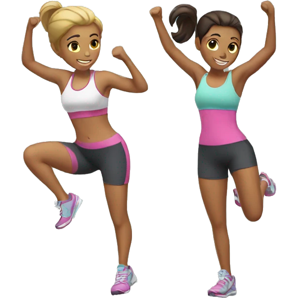 Two girls exercising  emoji