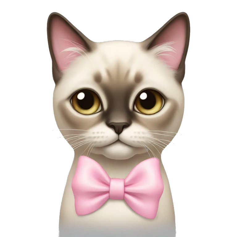 Long hair Siamese cat with pastel pink bow emoji