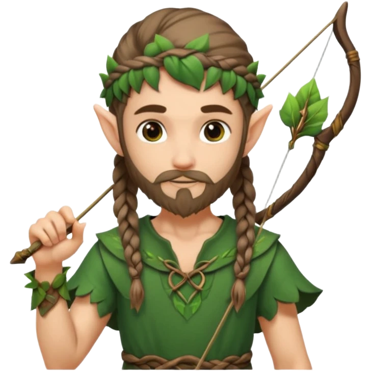 Forest elf with braided beard and bow emoji