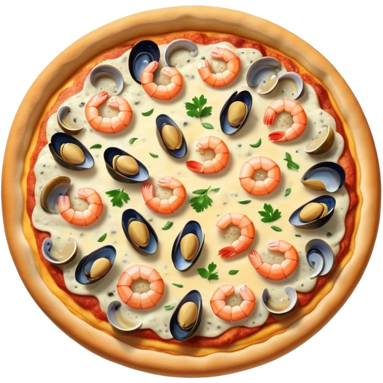 seafood pizza with shrimp, mussels, and clams emoji