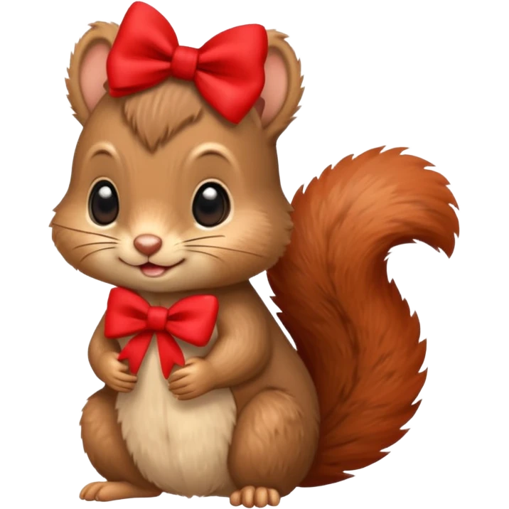 baby squirrel with a tiny red bow emoji