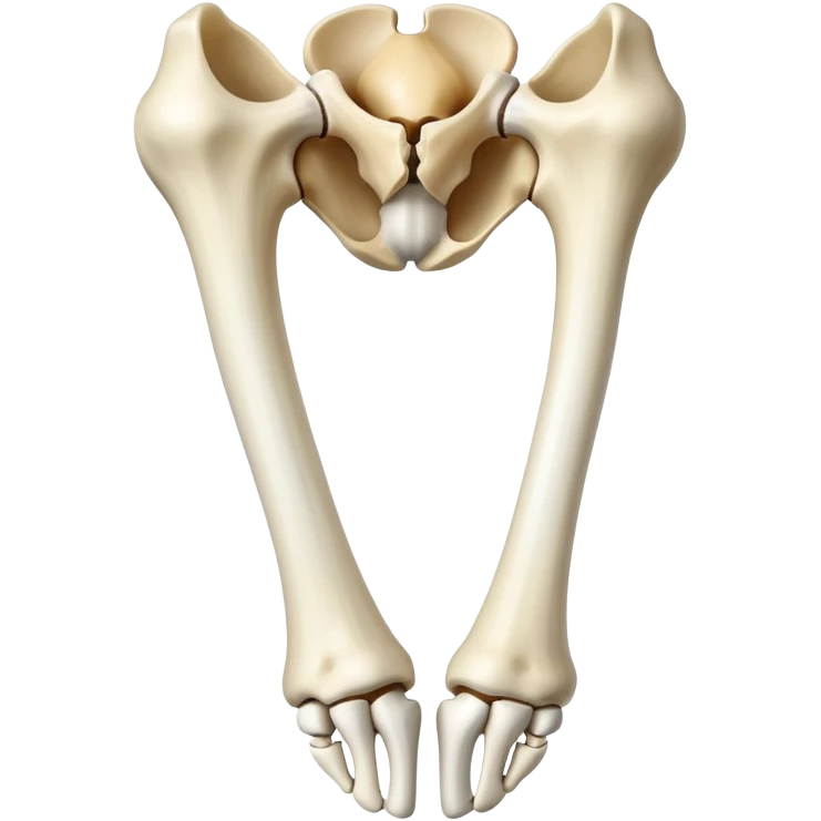 human knee bones, anatomical view showing femur, tibia, fibula, and patella emoji