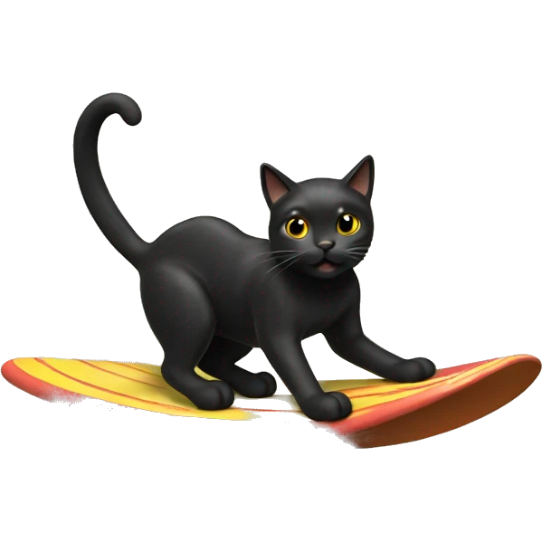 Black cat surfing emoji
