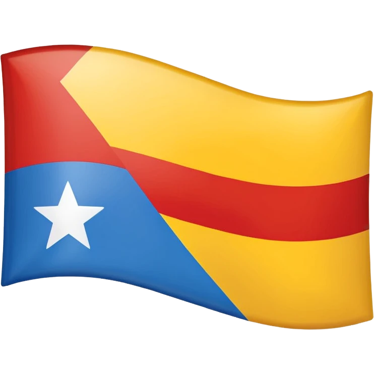 A rectangular flag with nine horizontal stripes alternating red and yellow, starting and ending with yellow. On the left side, a large blue triangle pointing to the center. Inside the blue triangle, a single white five-pointed star, centered and not surrounded by any circle or border. emoji