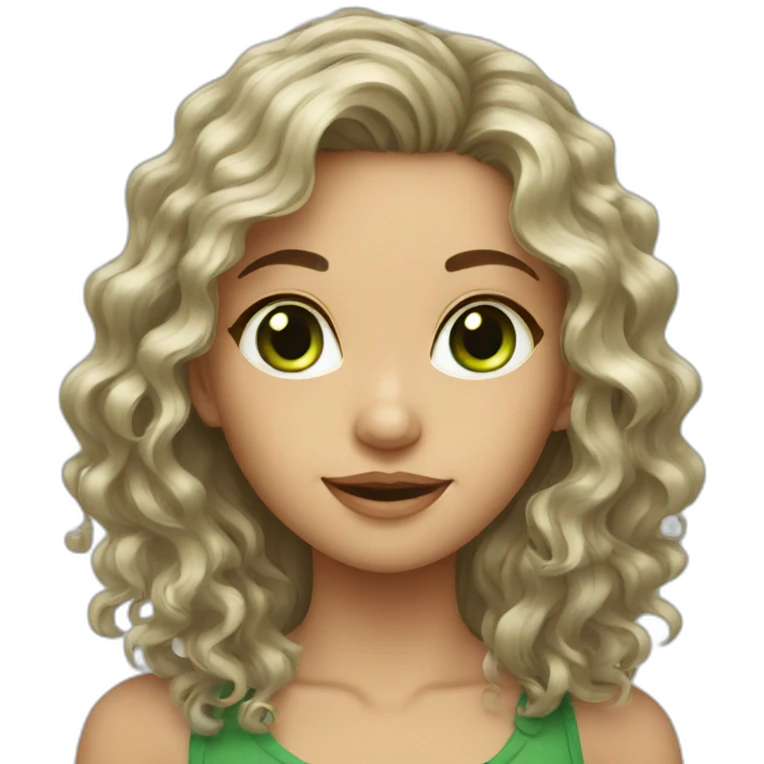 wavy hair girl with green eyes emoji