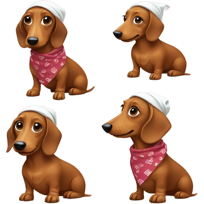 Dachshund wearing bandanna emoji