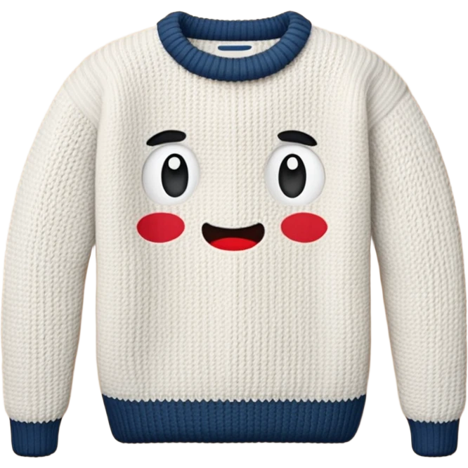 A 3D cartoon warm sweater with chunky knit texture, folded on a table, smooth shadows, Memoji-style realism. emoji
