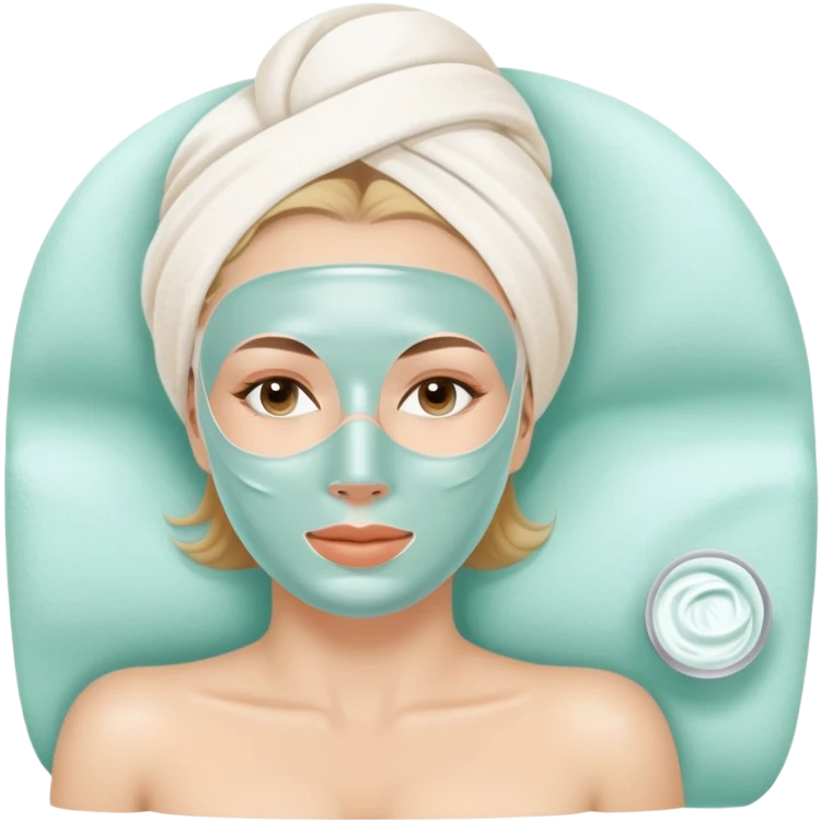 white Lady with cream face mask spa beauty full face relaxing emoji