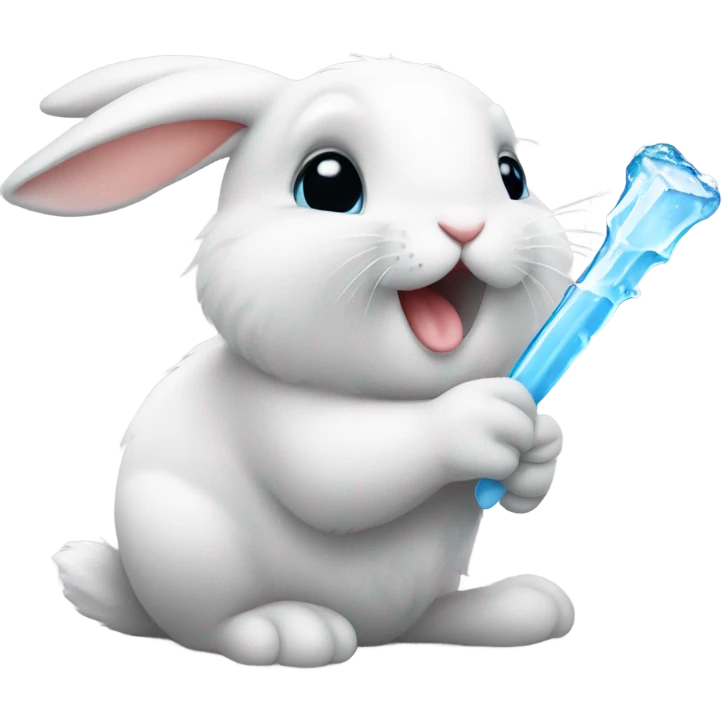 cute baby bunny licking icicle  emoji