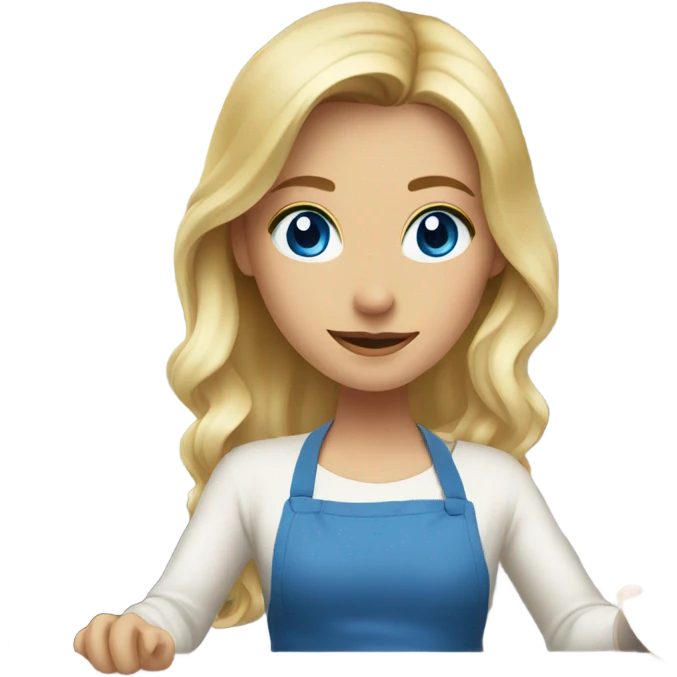 blonde girl with blue eyes cooking dinner emoji