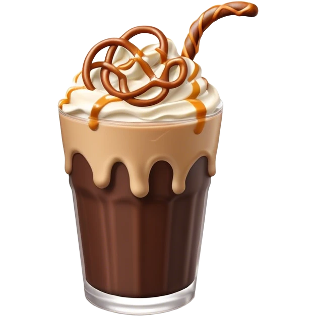 3d salted caramel pretzel and dark chocolate milkshake  emoji