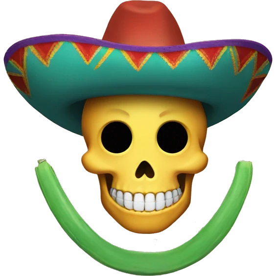 laughing emoji x skull emoji with mexican hat with the shape of a skull  emoji