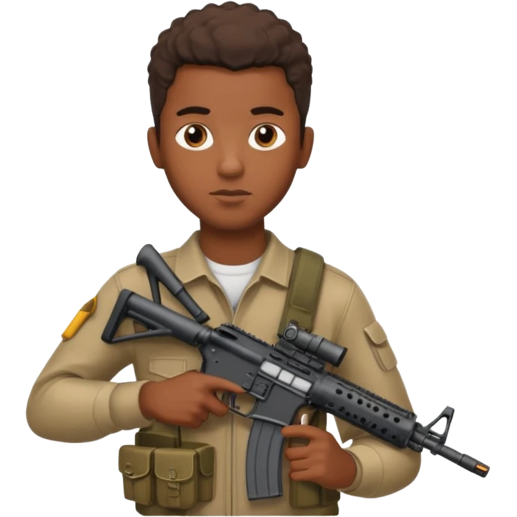 Fais moi un jeune afro américain qui tient une AR15 emoji