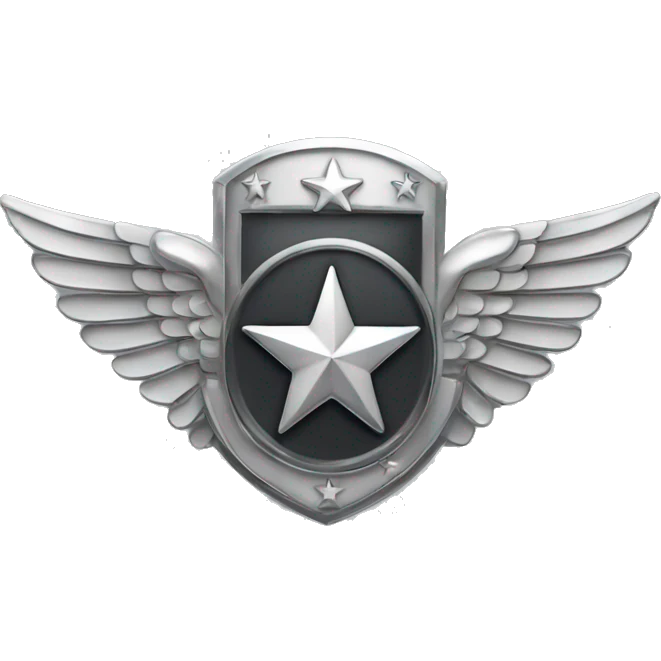 silver military badge with stars and wings emoji
