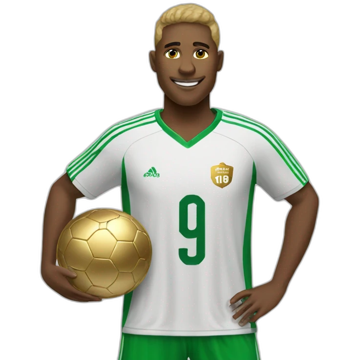a soccer player with a golden reward emoji