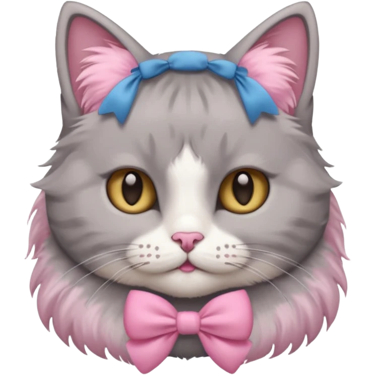 Um gato com lacinho rosa  emoji