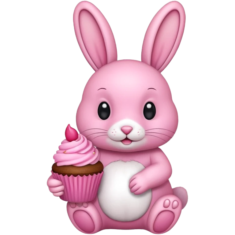 pink Rabbit with cupcake emoji