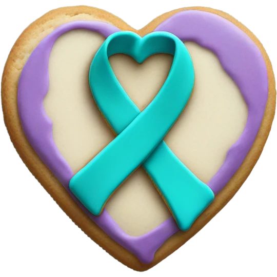 Purple teal Suicide awareness ribbon, cookie heart emoji
