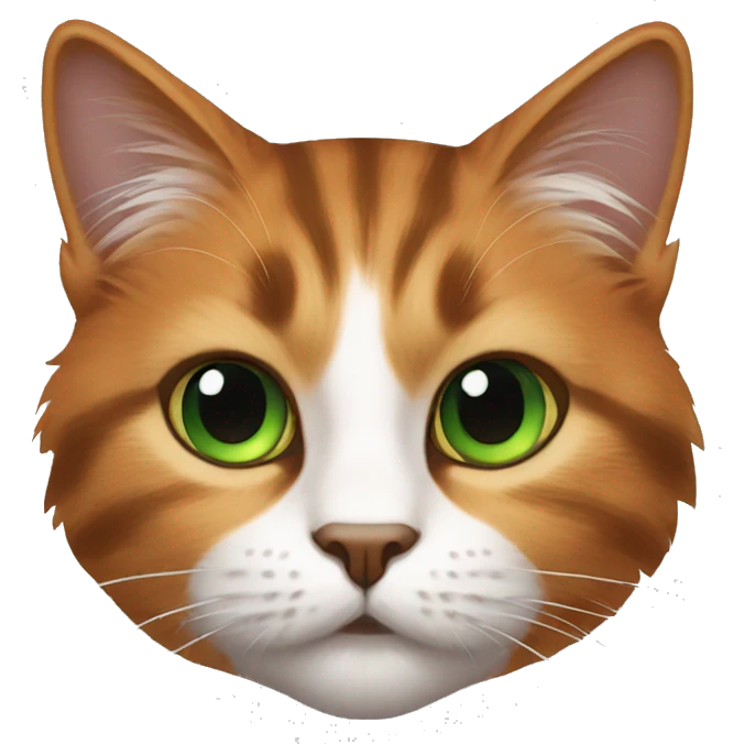 multi color black orange brown white background fur green eyes cat emoji