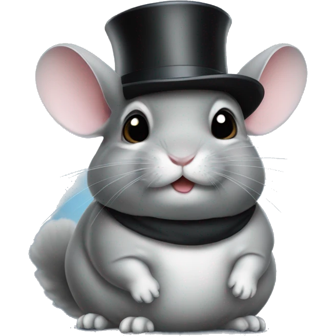 Chinchilla wearing a top hat emoji