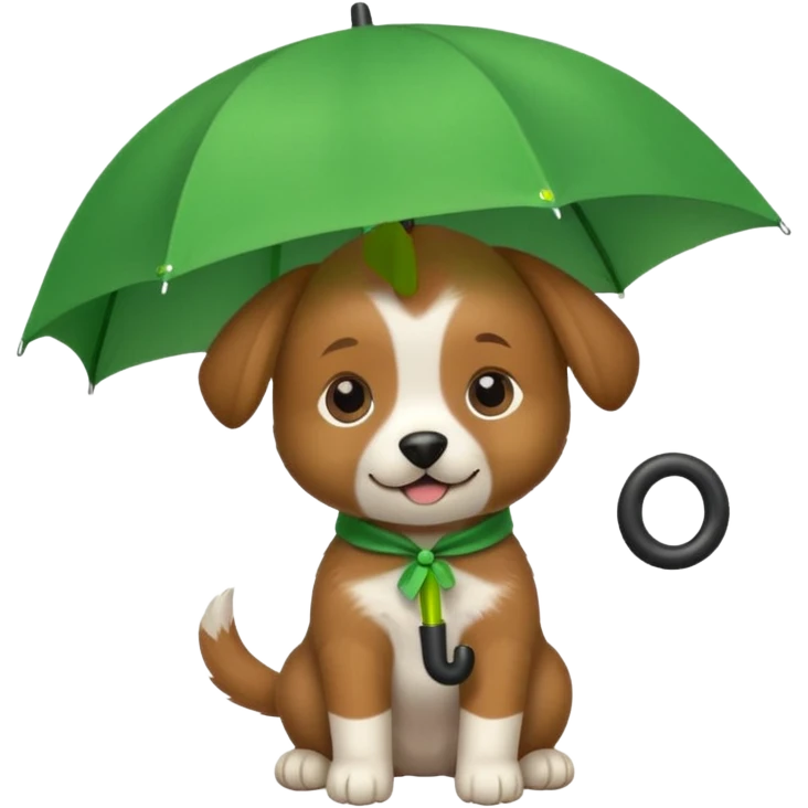 baby dog hold small green umbrella emoji