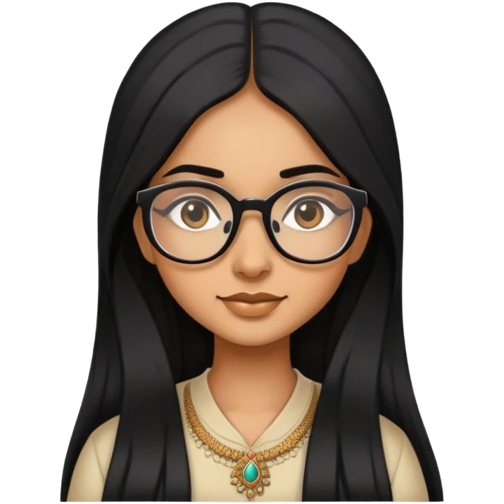 A Desi girl with glasses and long hair emoji