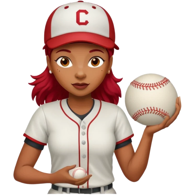 black woman who play ball with red hair emoji