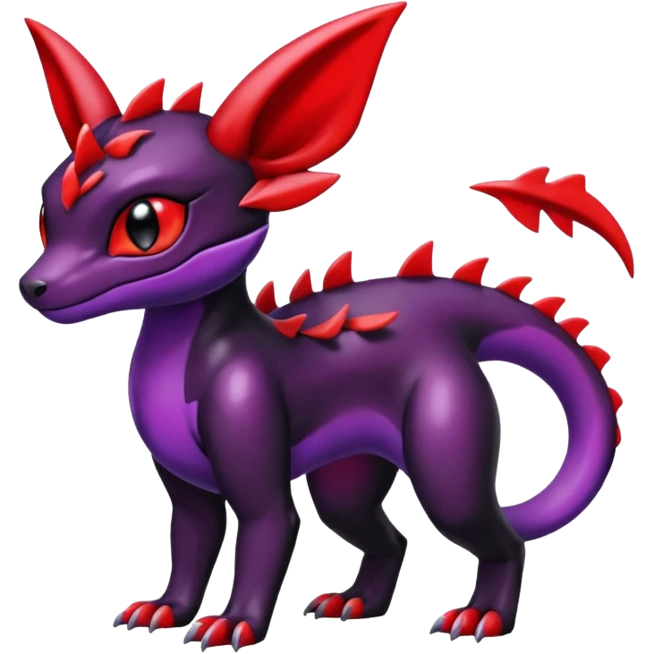 Cute Shiny Guilmon-Salandit-Umbreon-Fakémon-hybrid-creature (full body)  emoji