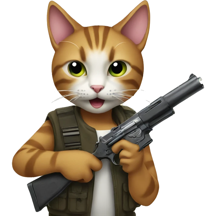 cat holding gun emoji