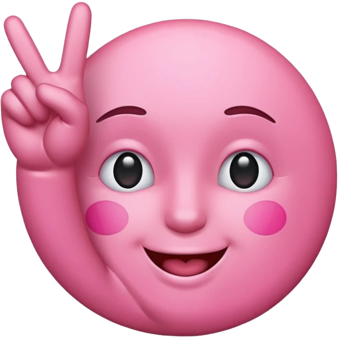 happy pink emoji, peace sign gesture emoji