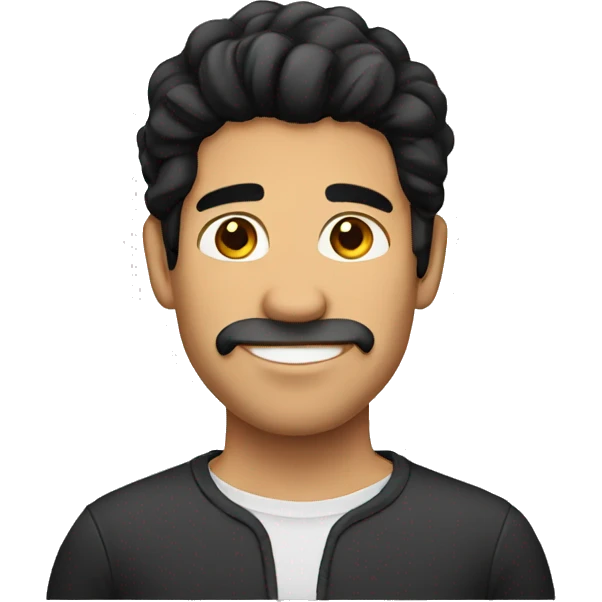 Hispanic man with black hair, no moustache emoji