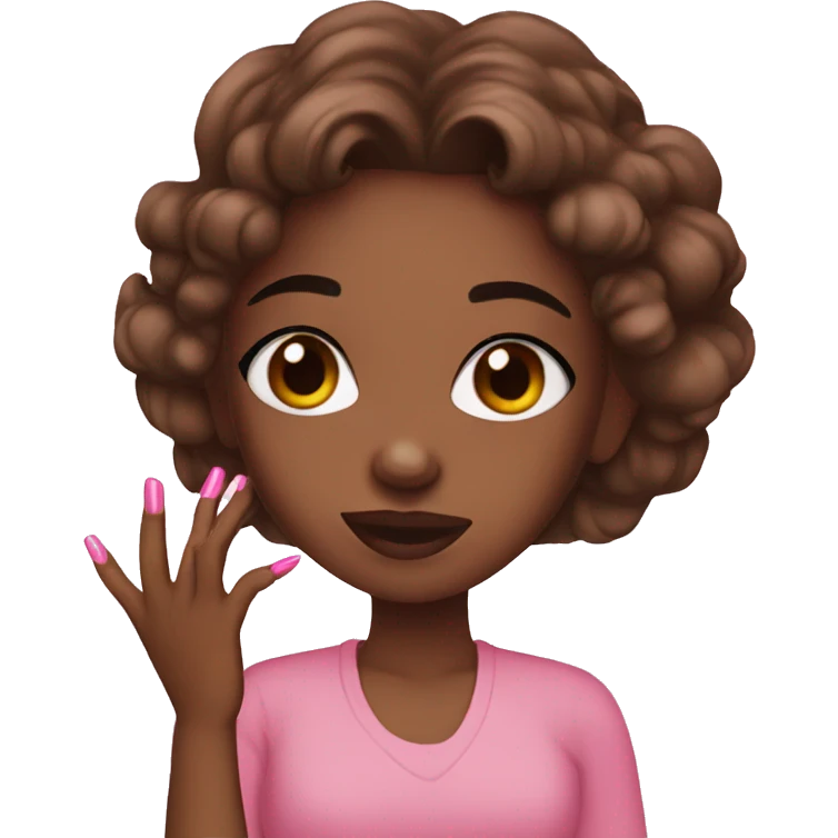 Pink nails brown girl emoji