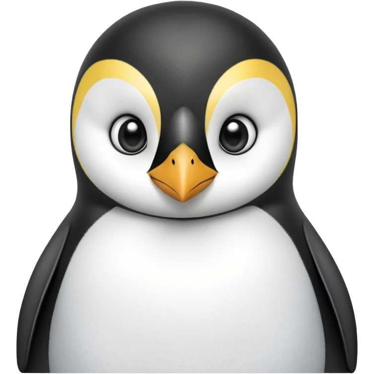 cinematic-adult-emperor-penguin-portrait-emoji,-head-tilted-playfully-and-inquisitively,-with-glossy,-pristine-plumage,-sparkling-eyes-filled-with-curiosity,-simplified-yet-irresistibly-adorable-features, black, large black eyes face emoji