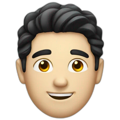 White man with black hair winking emoji