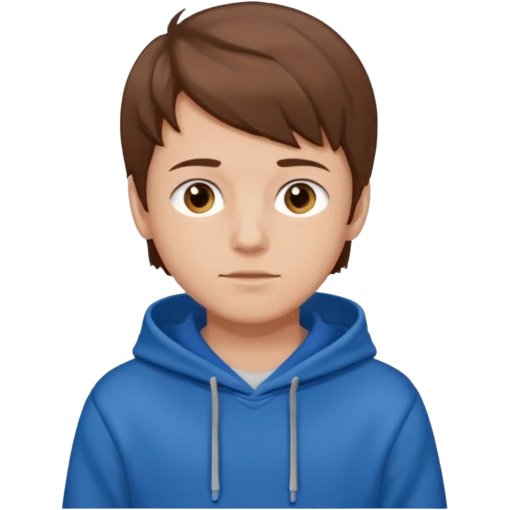 make a boy with brown hair and a blue hoodie emoji